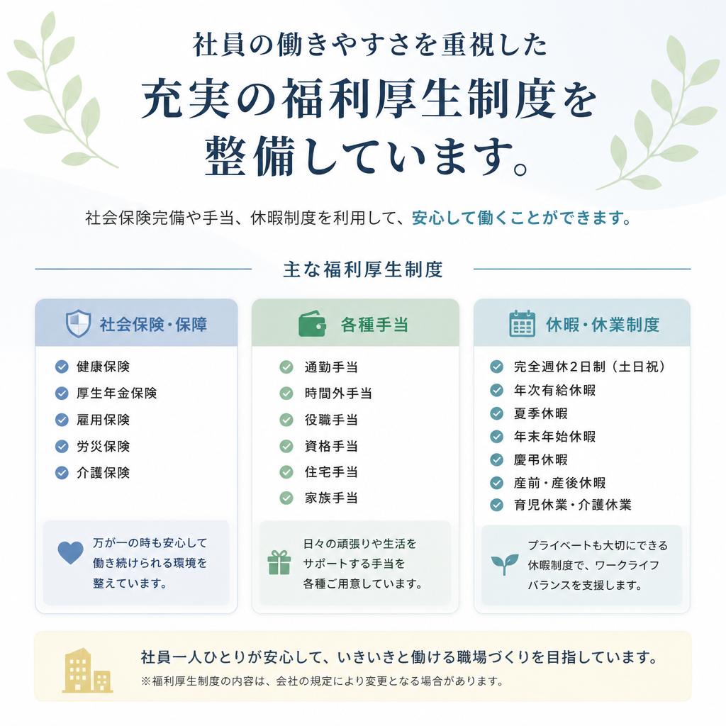 充実した福利厚生が安心を提供