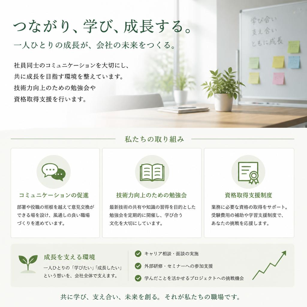 職場の環境と成長のサポート