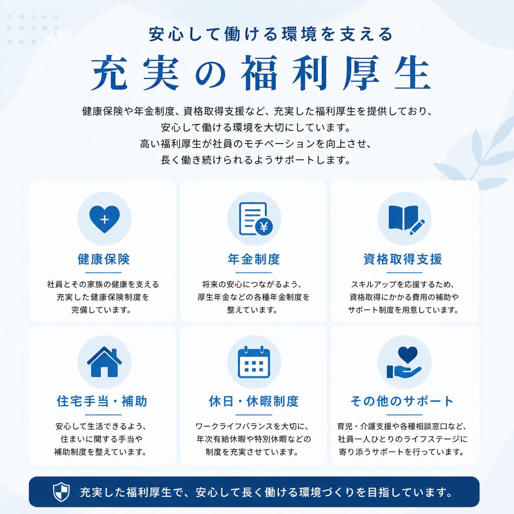 充実した福利厚生で安心して働ける