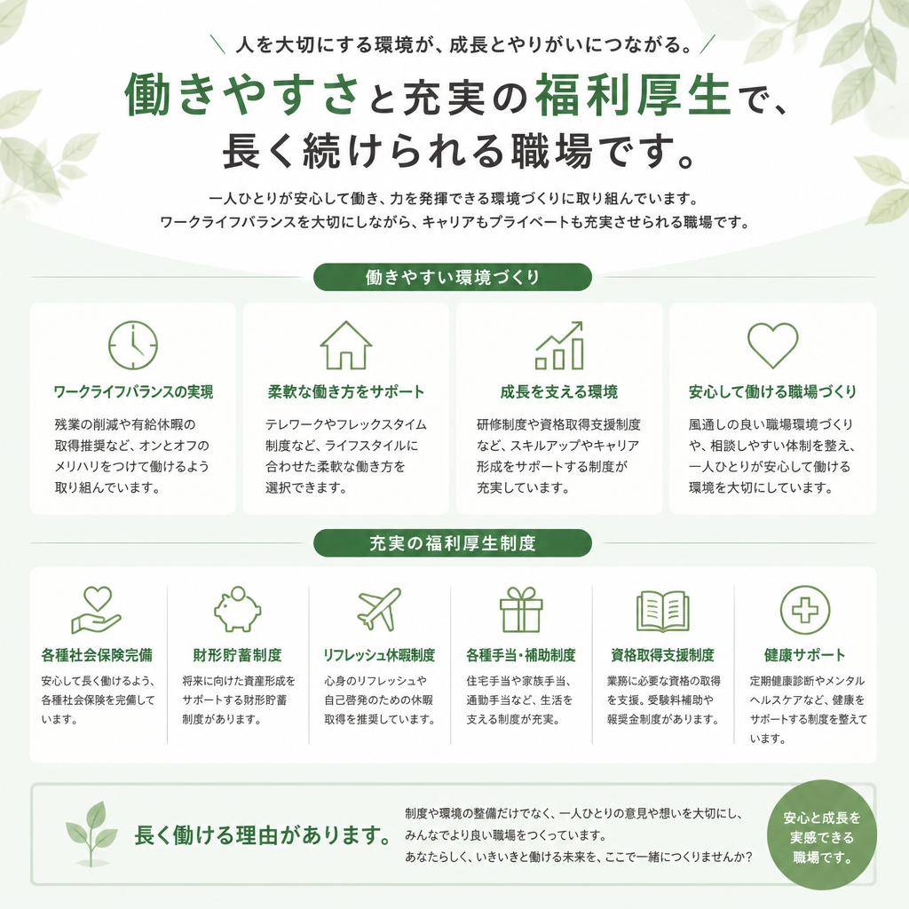 充実した労働環境と福利厚生