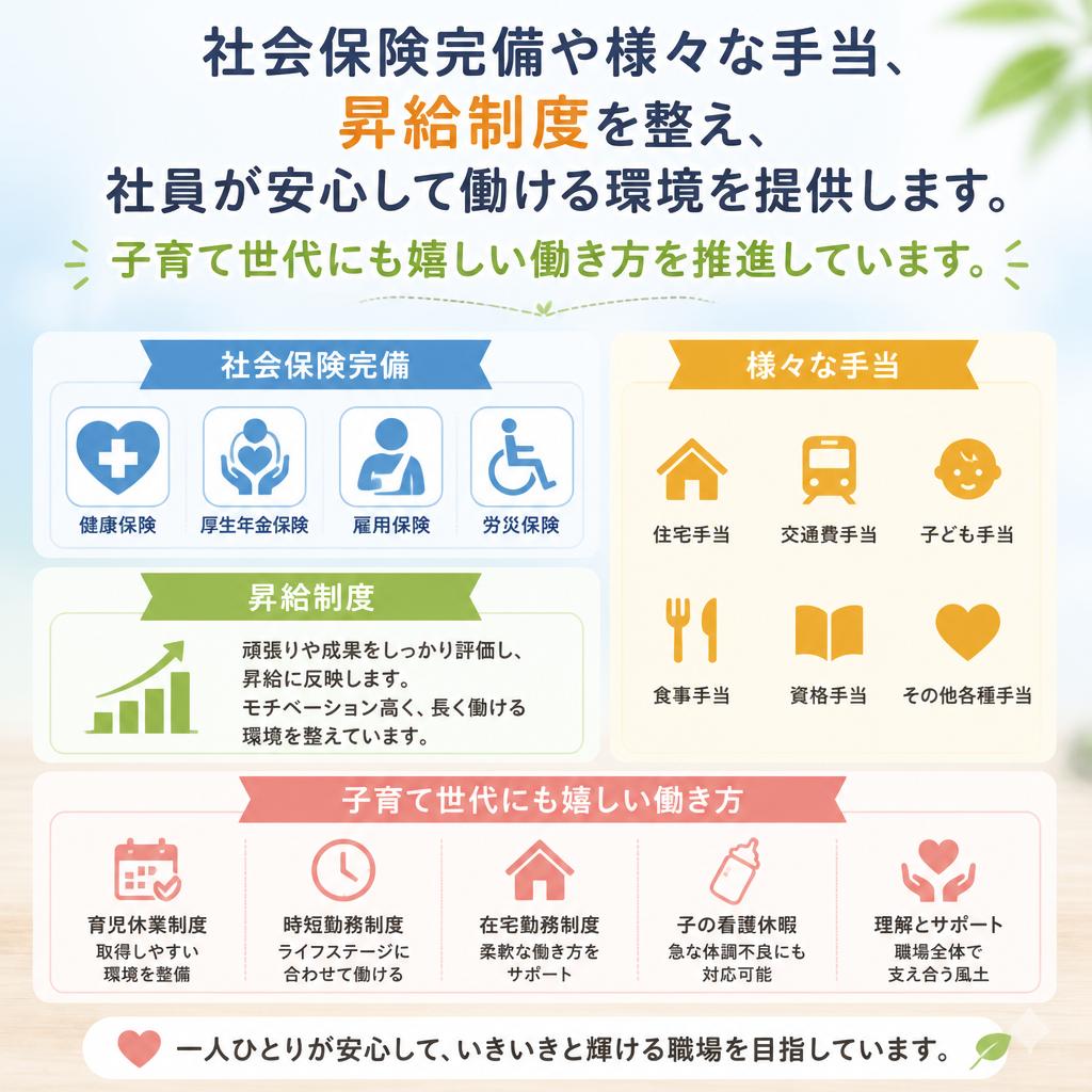 福利厚生が充実した快適な職場環境