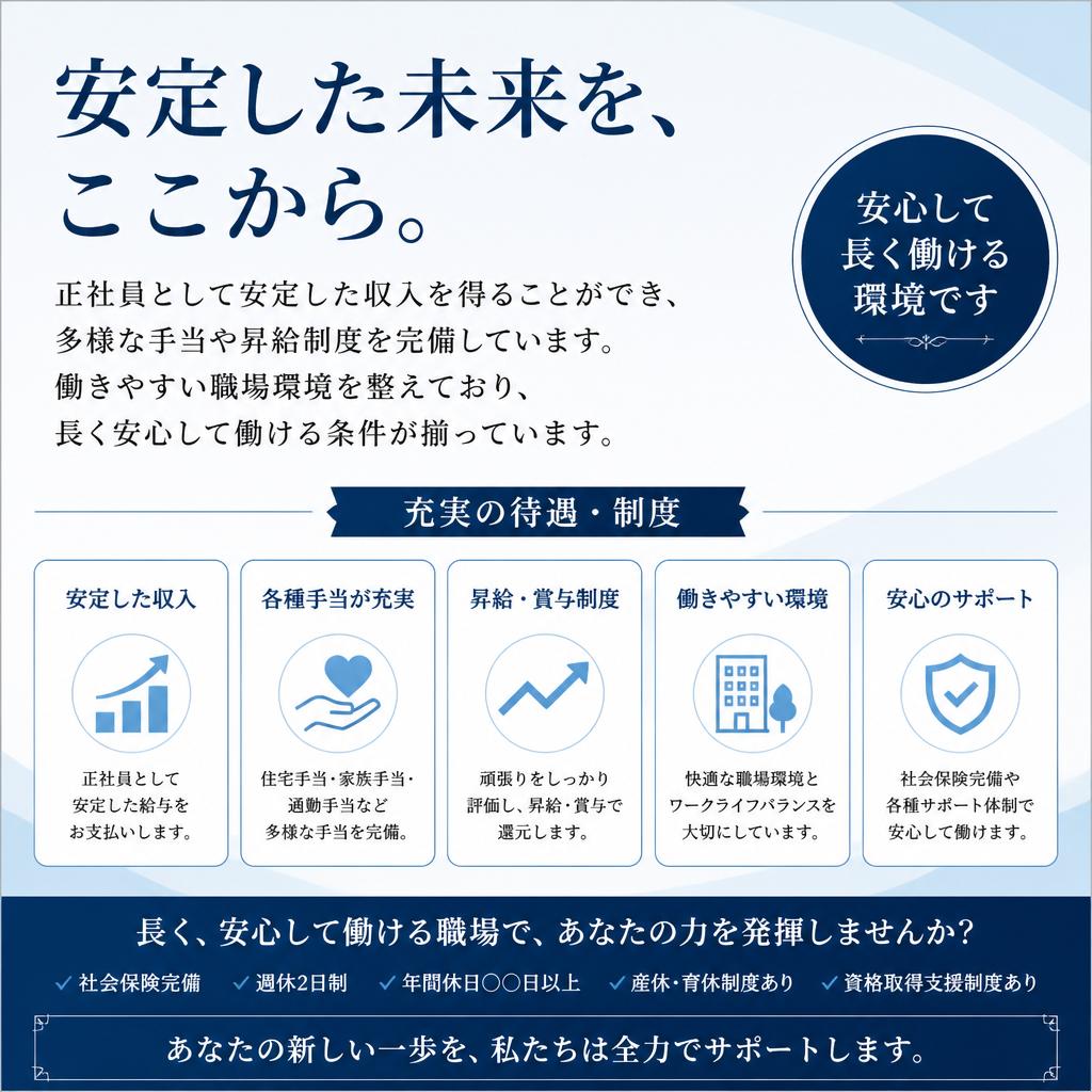 安定した収入と職場環境